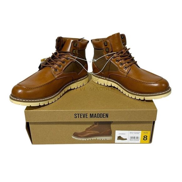 Steve Madden Men's Bleeker Boot Color Cognac Size 8 - Picture 12 of 16